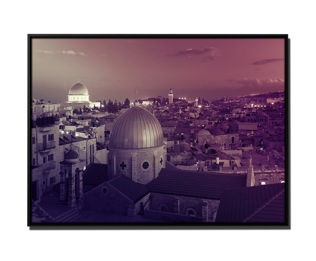 Sinus Art Leinwandbild 105x75cm Leinwandbild Petrol Israel Jerusalem Nacht von Sinus Art