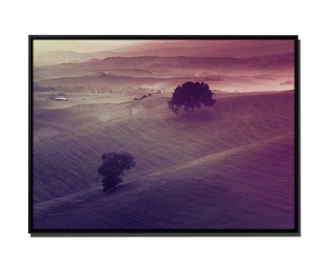 Sinus Art Leinwandbild 105x75cm Leinwandbild Petrol Natur Landschaft Felder der Toskana von Sinus Art