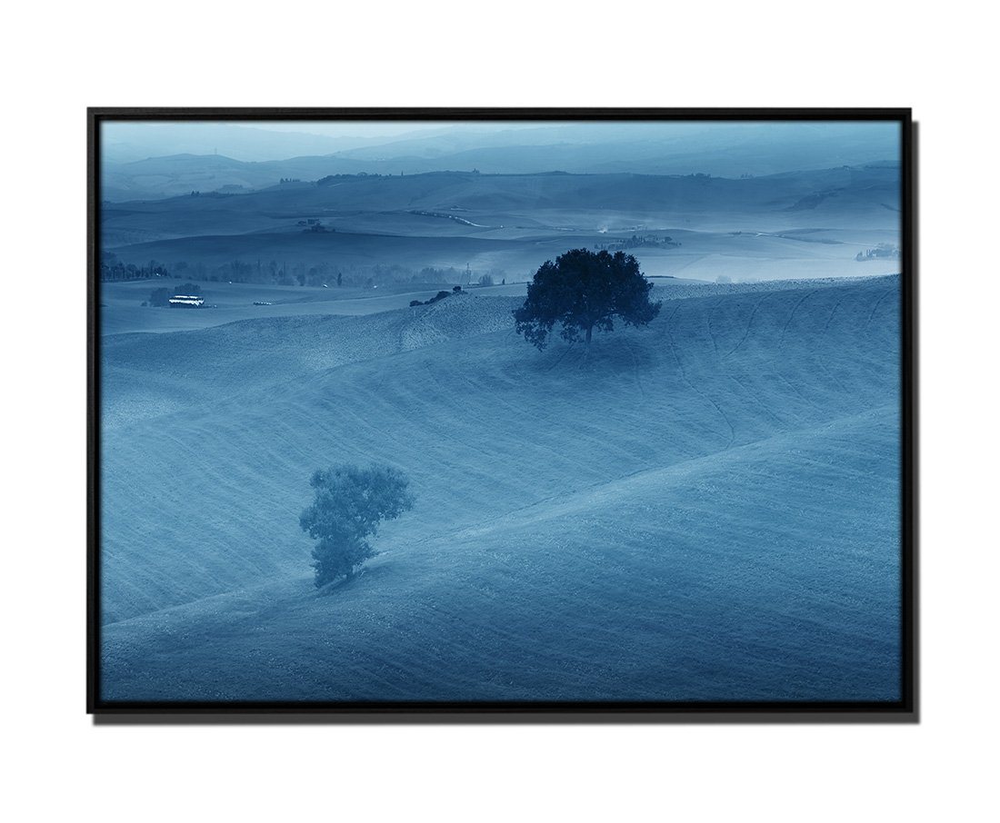 Sinus Art Leinwandbild 105x75cm Leinwandbild Petrol Natur Landschaft Felder der Toskana von Sinus Art