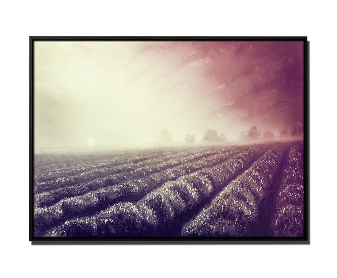 Sinus Art Leinwandbild 105x75cm Leinwandbild Petrol Natur Landschaft Lavendelfeld von Sinus Art