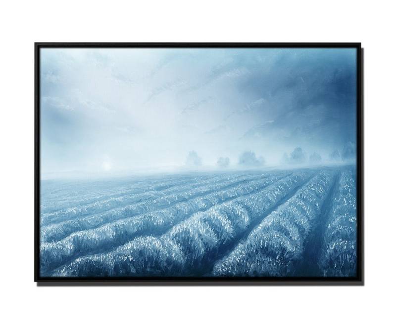 Sinus Art Leinwandbild 105x75cm Leinwandbild Petrol Natur Landschaft Lavendelfeld von Sinus Art