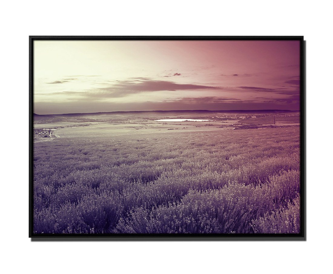Sinus Art Leinwandbild 105x75cm Leinwandbild Petrol Natur Lavendel Sonnenuntergang von Sinus Art