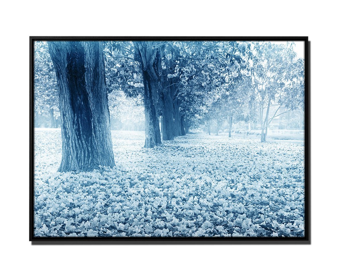 Sinus Art Leinwandbild 105x75cm Leinwandbild Petrol Park Blumen und Bäume von Sinus Art