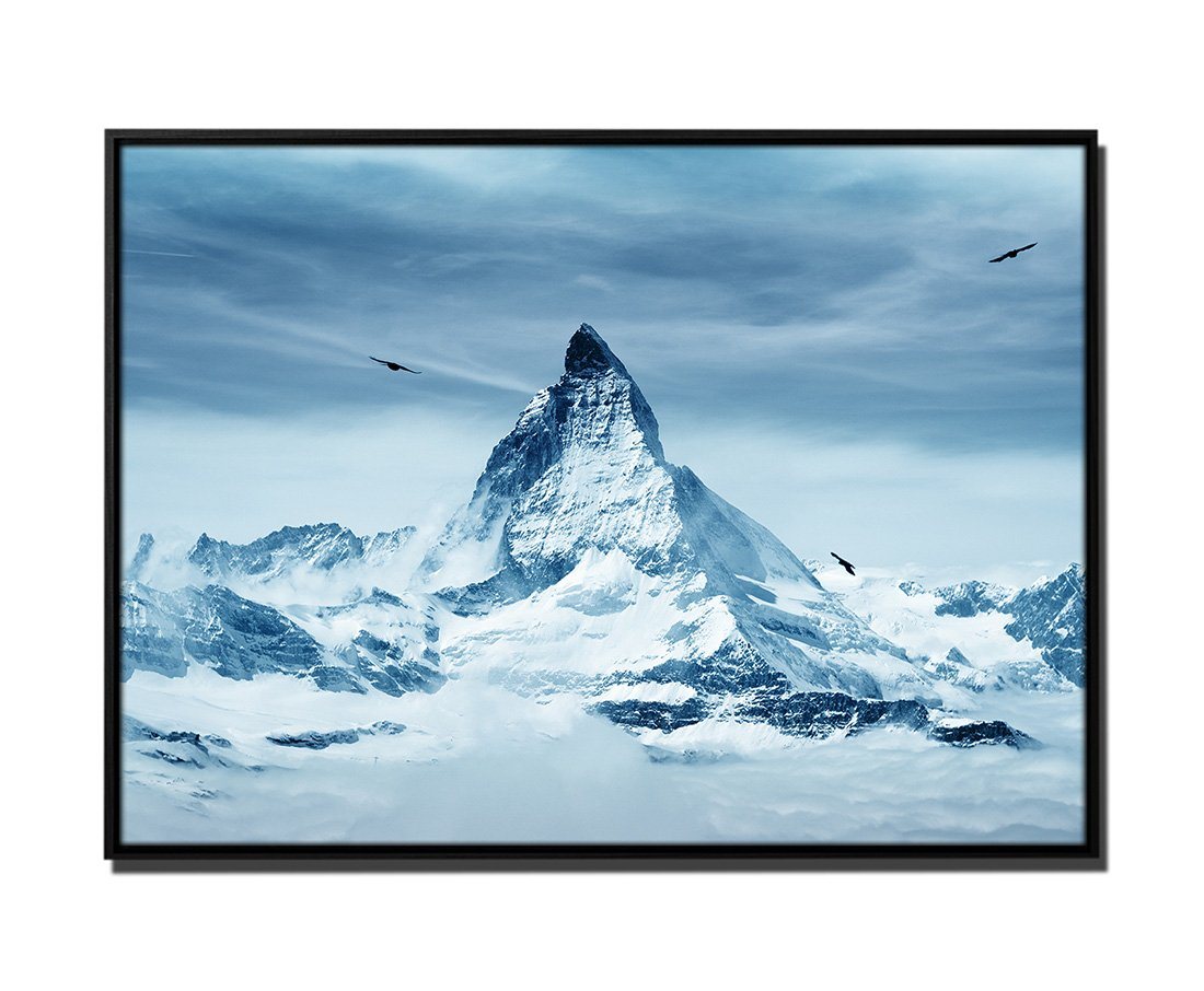 Sinus Art Leinwandbild 105x75cm Leinwandbild Petrol Schweizer Alpen Schnee von Sinus Art