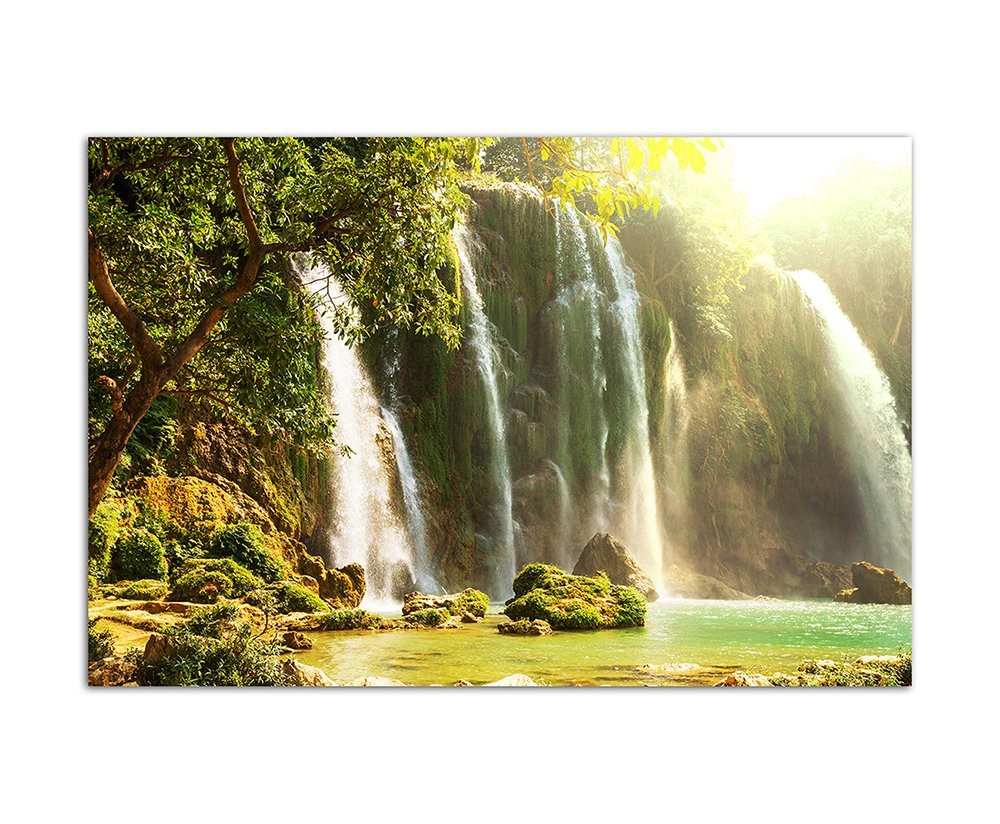 Sinus Art Leinwandbild 120x80cm Vietnam Wasserfall Natur Bäume Moos von Sinus Art