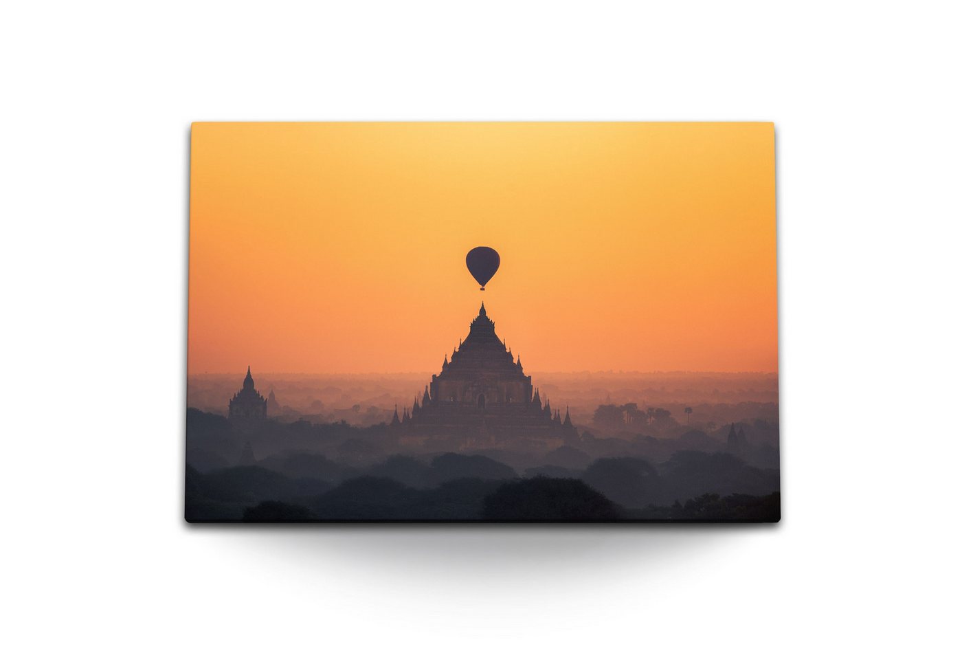 Sinus Art Leinwandbild 120x80cm Wandbild auf Leinwand Bagan Myanmar Tempel Asien roter Himmel, (1 St) von Sinus Art