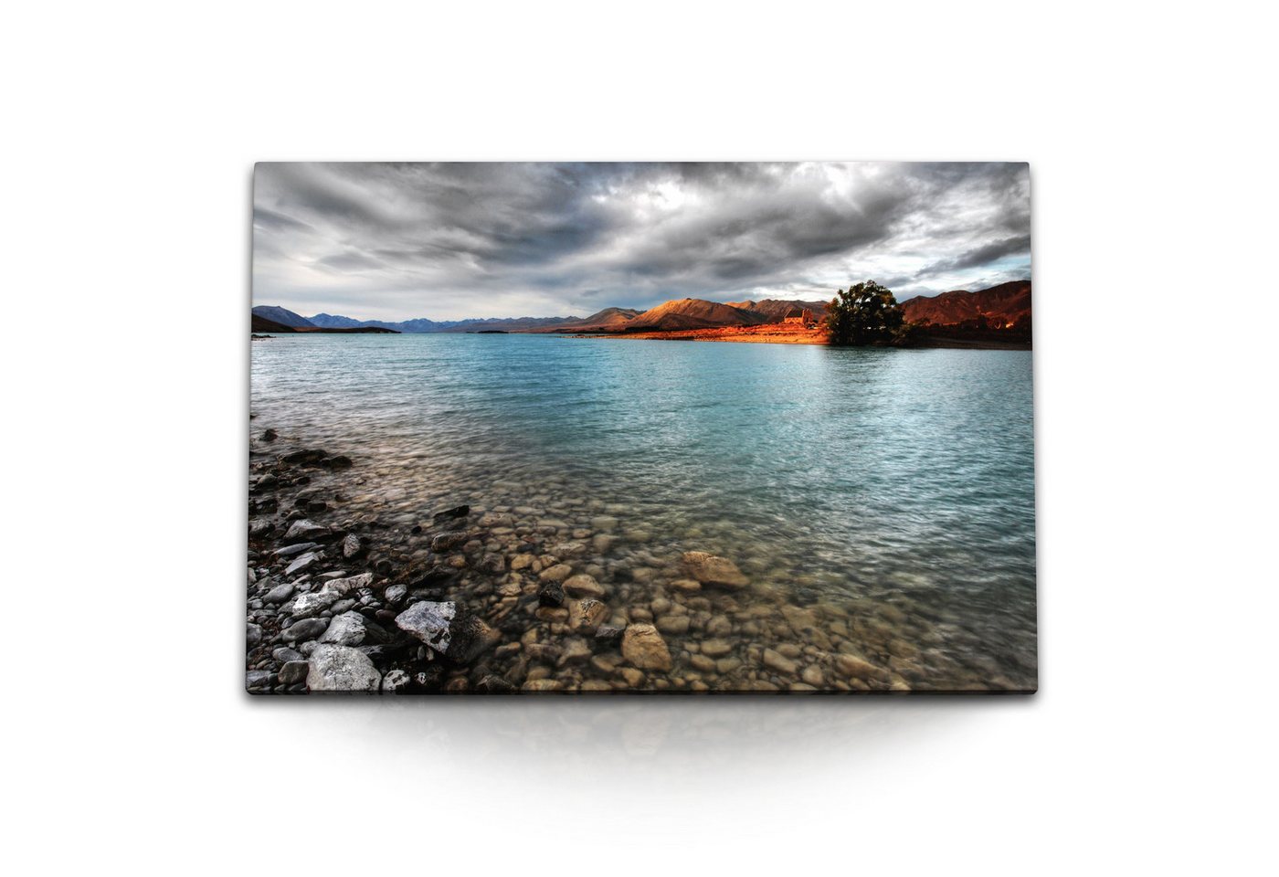 Sinus Art Leinwandbild 120x80cm Wandbild auf Leinwand Glacier Lake See Kanada Natur dunkle Wo, (1 St) von Sinus Art