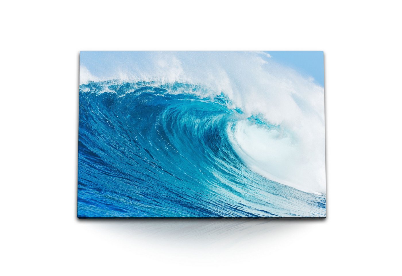 Sinus Art Leinwandbild 120x80cm Wandbild auf Leinwand Ozean Welle Blau Hellblau Surfen Natur, (1 St) von Sinus Art