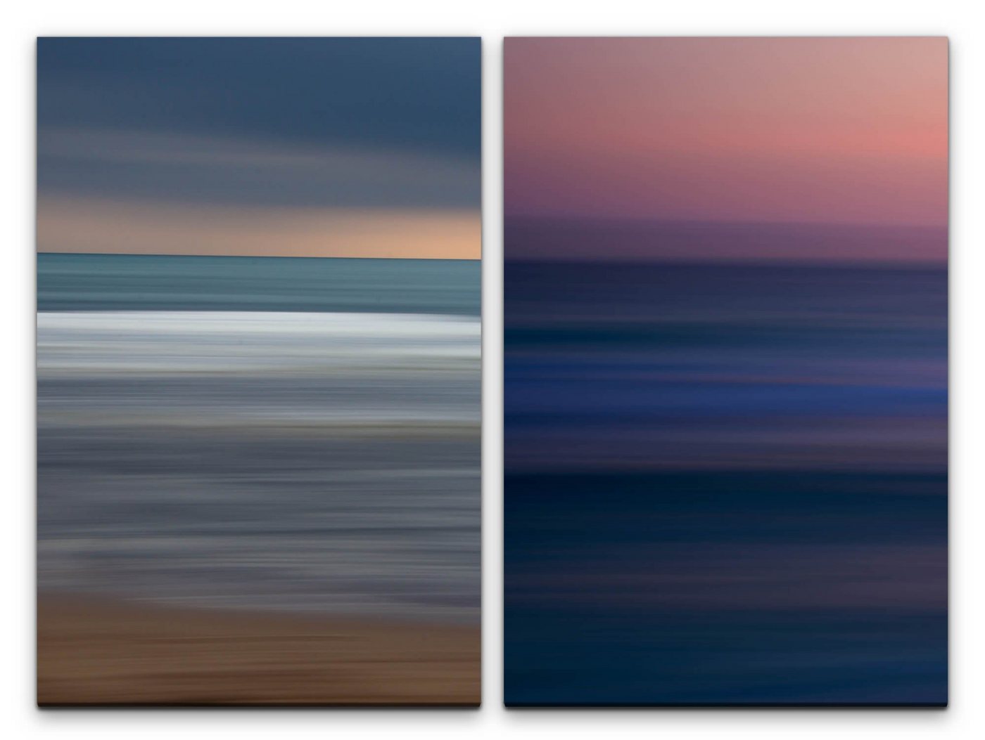 Sinus Art Leinwandbild 2 Bilder je 60x90cm Abstrakt Minimal Horizont Dekorativ Kunstvoll Strand Entspannend von Sinus Art