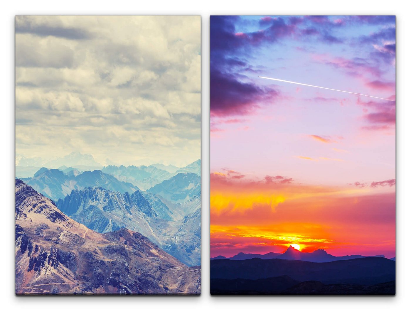 Sinus Art Leinwandbild 2 Bilder je 60x90cm Anden Berge Berglandschaft Sonnenuntergang Natur Erholsam Stille von Sinus Art