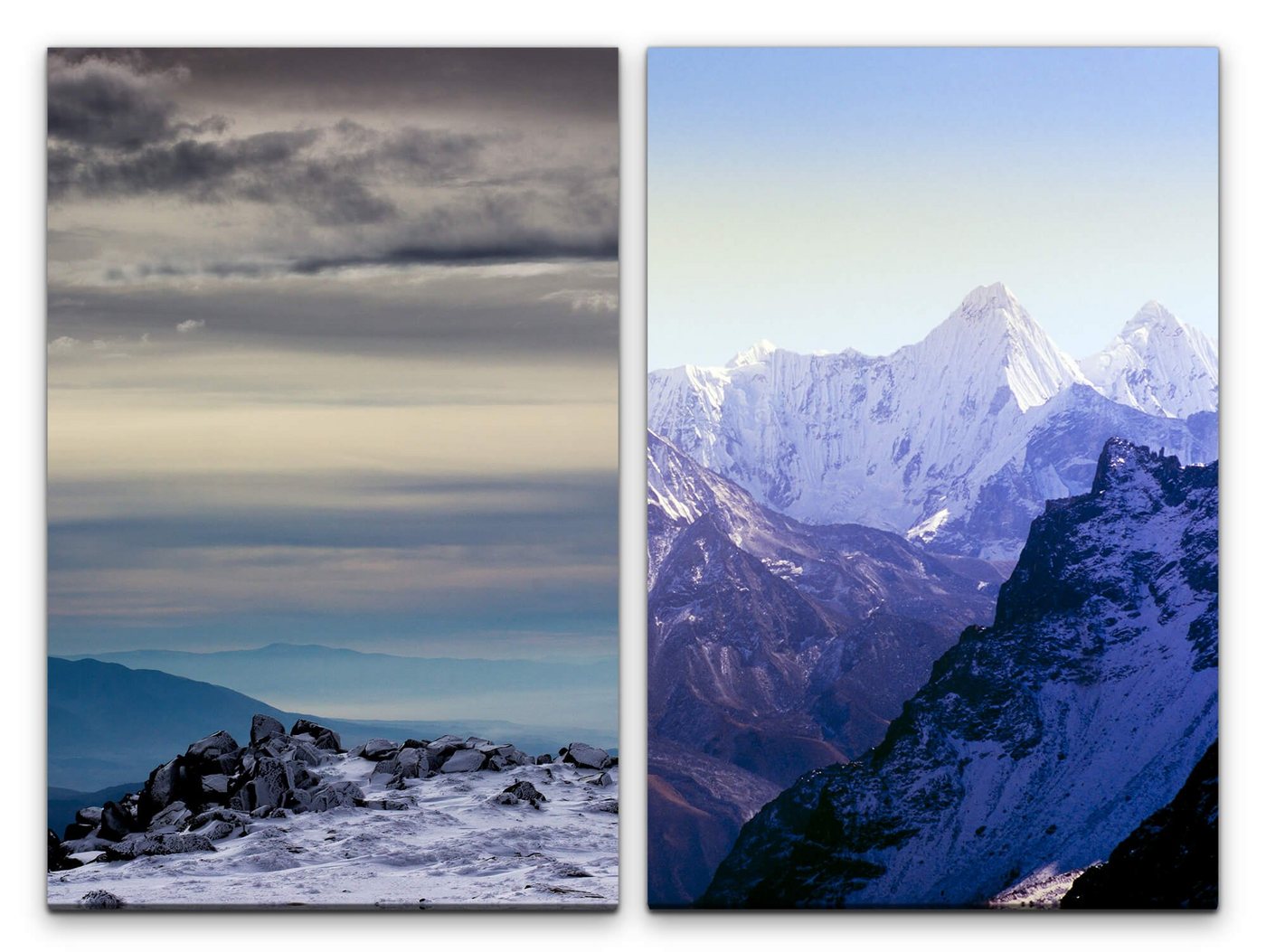 Sinus Art Leinwandbild 2 Bilder je 60x90cm Berge Himmel Himalaja Schneegipfel Balu Natur Stille von Sinus Art