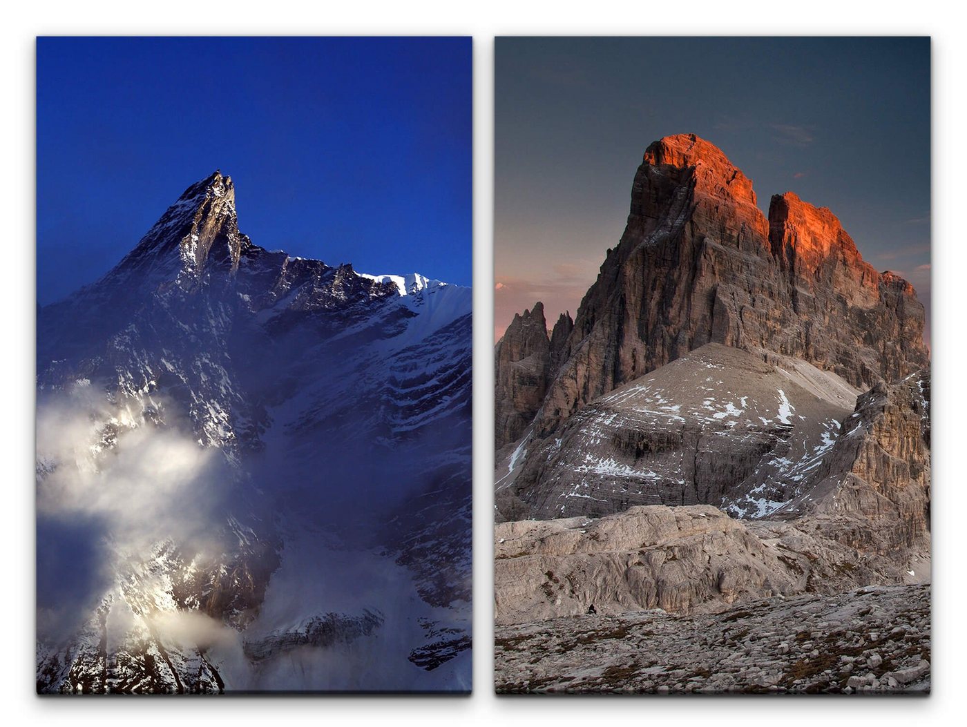 Sinus Art Leinwandbild 2 Bilder je 60x90cm Dolomiten Bergspitze Berggipfel Erhaben Natur Gigantisch Atemberaubend von Sinus Art