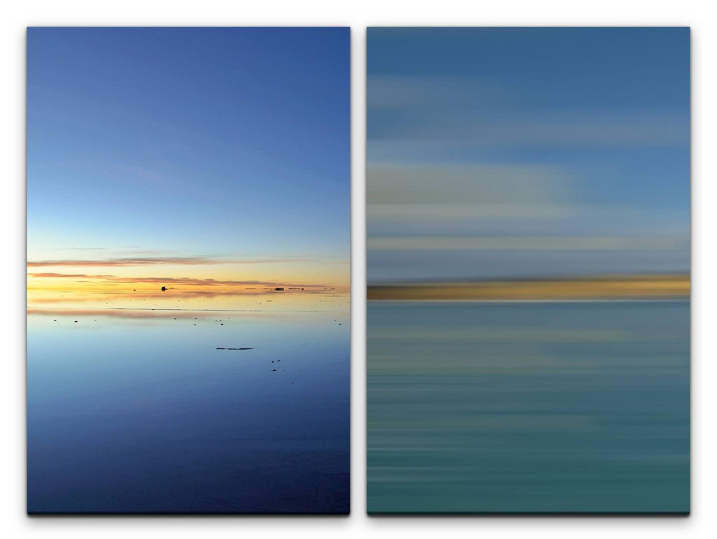 Sinus Art Leinwandbild 2 Bilder je 60x90cm Horizont Meer Sonnenuntergang Himmel Blau Modern Harmonisch von Sinus Art