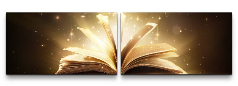 Sinus Art Leinwandbild Altes Buch auf altem Tisch Wandbild in verschiedenen Größen von Sinus Art