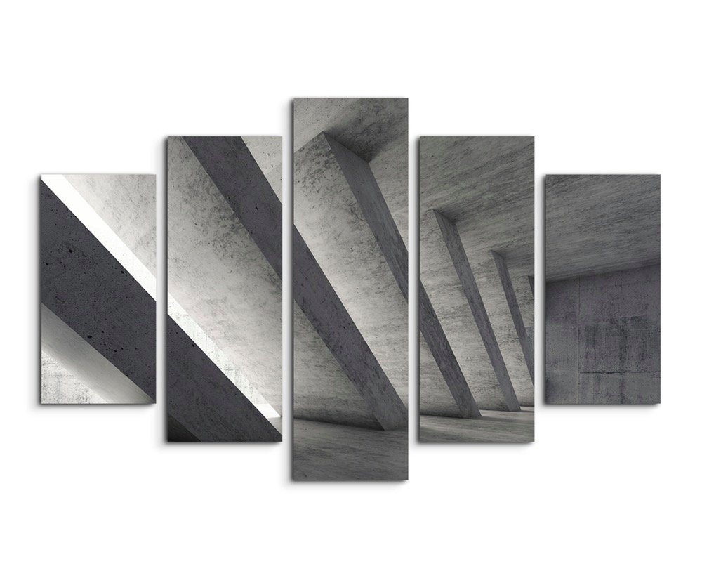 Sinus Art Leinwandbild Architekturfotografie  Beton mit diagonalen Streben auf Leinwand exklusives Wandbild moderne Fotogr von Sinus Art