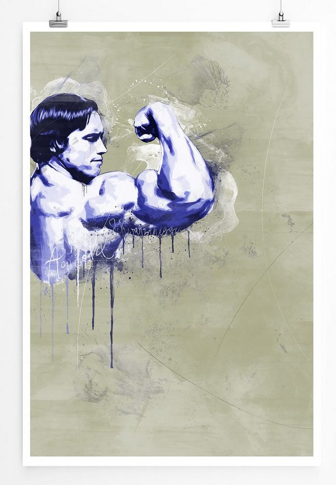 Sinus Art Leinwandbild Arnold Schwarzenegger 90x60cm Paul Sinus Art Splash Art Wandbild als Poster ohne Rahmen gerollt von Sinus Art