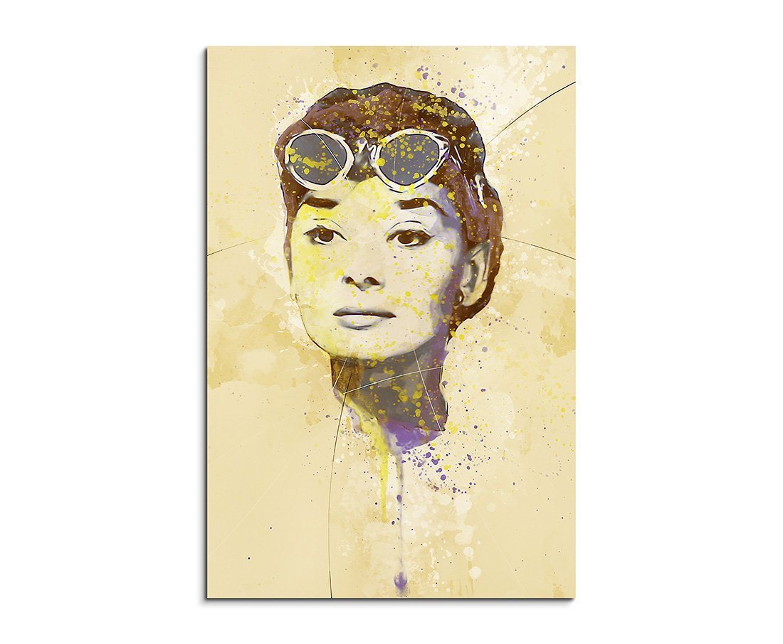 Sinus Art Leinwandbild Audrey Hepburn I Aqua 90x60cm Aqua Art Wandbild von Sinus Art