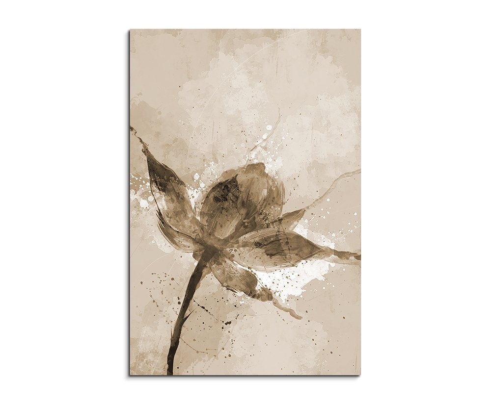 Sinus Art Leinwandbild Blume III 90x60cm Aquarell Art Leinwandbild Sepia von Sinus Art