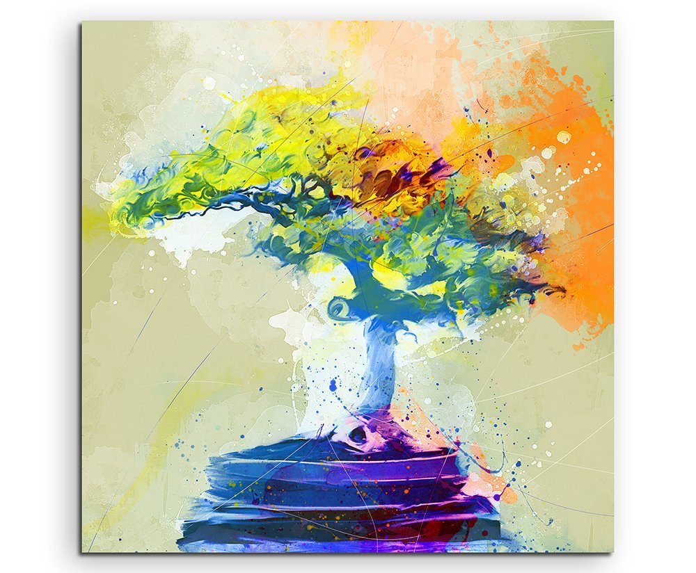 Sinus Art Leinwandbild Bonsai 60x60cm Aquarell Art Leinwandbild von Sinus Art