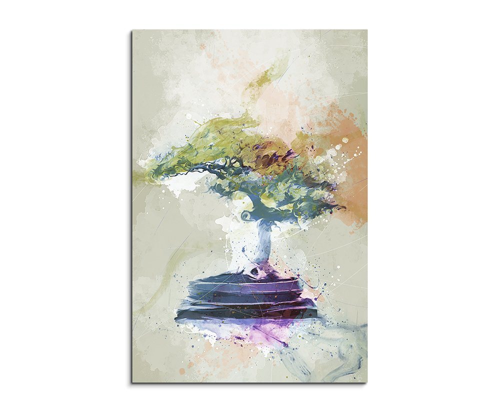 Sinus Art Leinwandbild Bonsai 90x60cm Aquarell Art Leinwandbild Old von Sinus Art