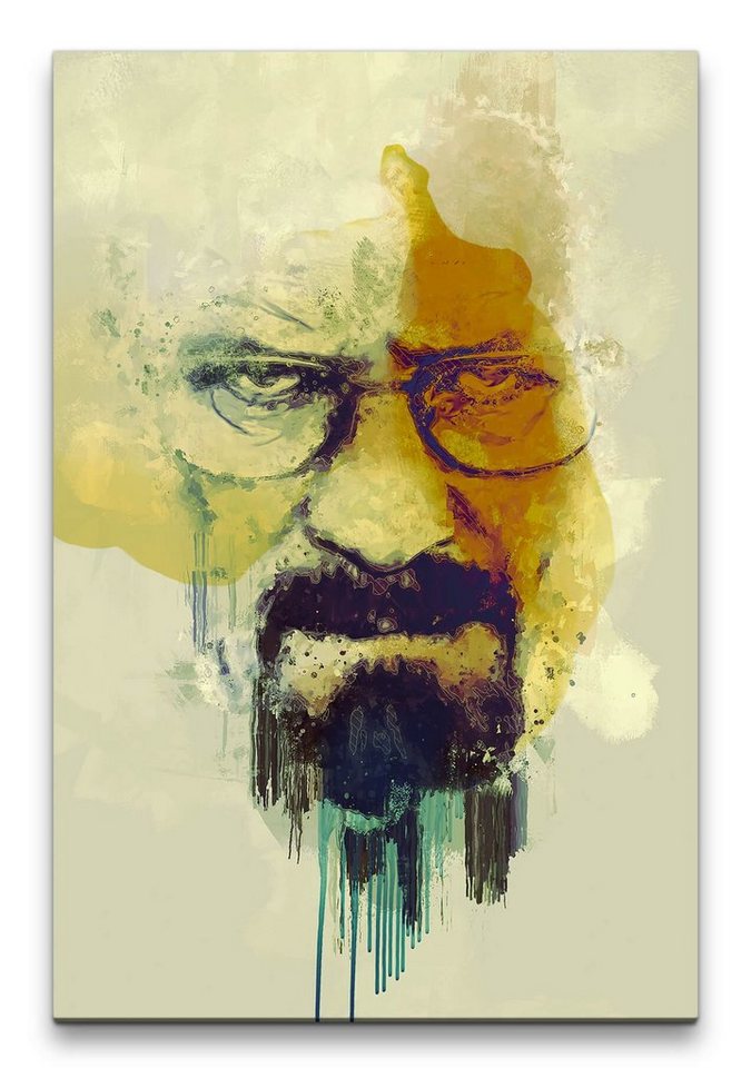 Sinus Art Leinwandbild Breaking Bad Walter White Porträt Abstrakt Kunst Kultserie 60x90cm Leinwandbild von Sinus Art