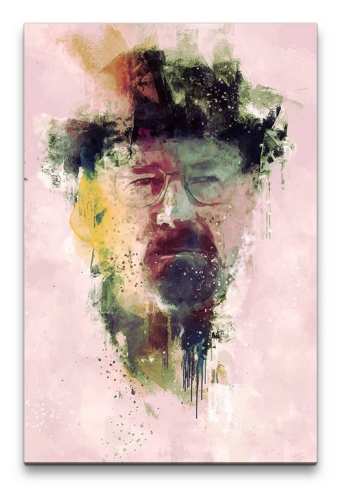 Sinus Art Leinwandbild Breaking Bad Walter White Porträt Abstrakt Kunst Kultserie Heisenberg 60x90cm Leinwandbild von Sinus Art