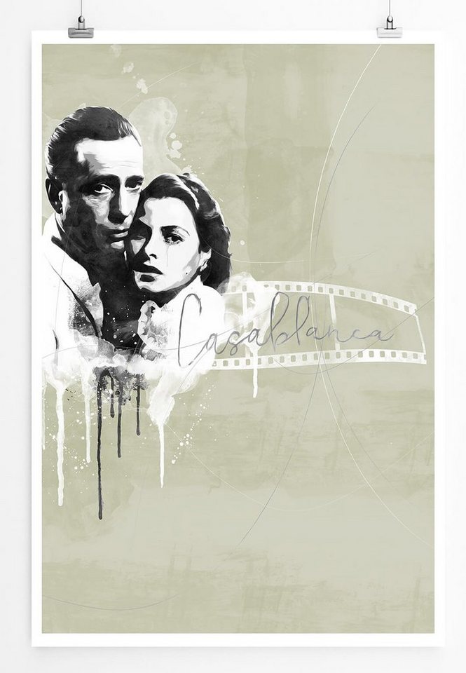 Sinus Art Leinwandbild Casablanca 90x60cm Paul Sinus Art Splash Art Wandbild als Poster ohne Rahmen gerollt von Sinus Art