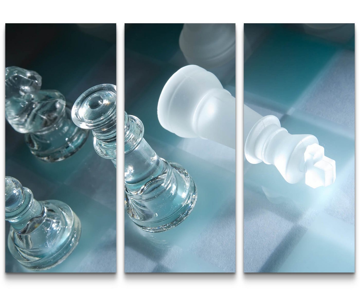 Sinus Art Leinwandbild Fotografie  Schachfiguren aus Glas - Leinwandbild von Sinus Art