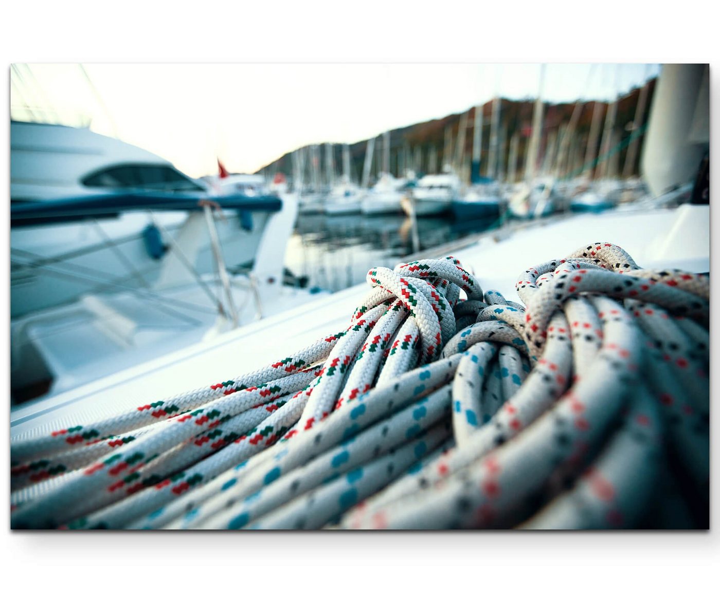 Sinus Art Leinwandbild Großaufnahme Seil auf Yacht - Leinwandbild von Sinus Art