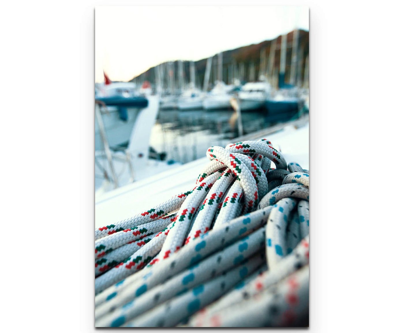 Sinus Art Leinwandbild Großaufnahme Seil auf Yacht - Leinwandbild von Sinus Art