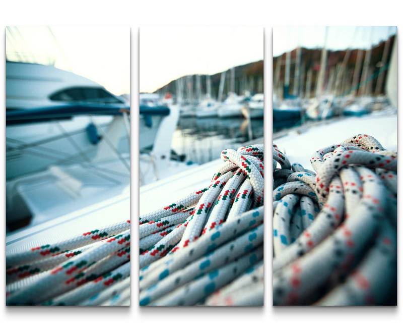 Sinus Art Leinwandbild Großaufnahme Seil auf Yacht - Leinwandbild von Sinus Art