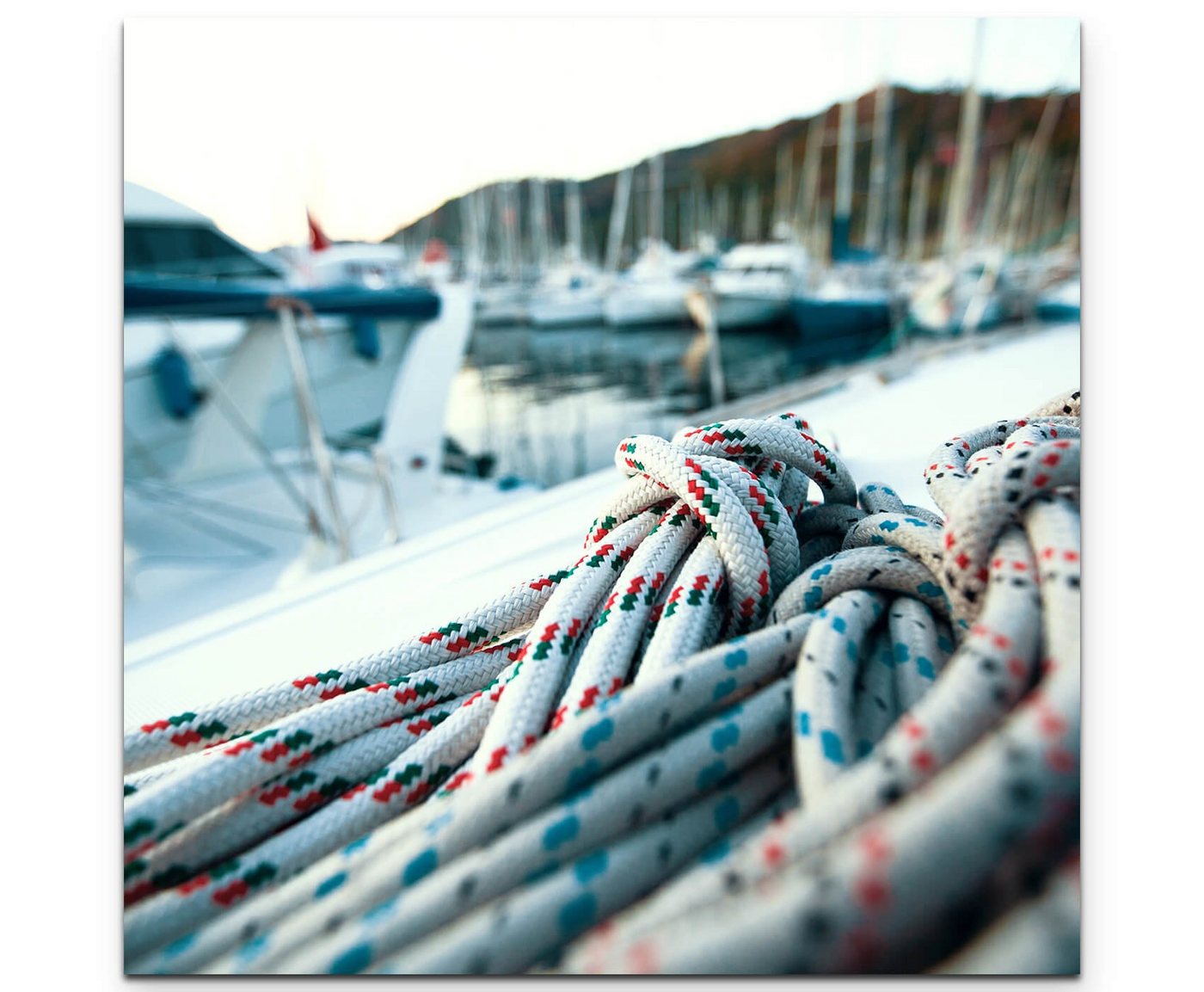 Sinus Art Leinwandbild Großaufnahme Seil auf Yacht - Leinwandbild von Sinus Art