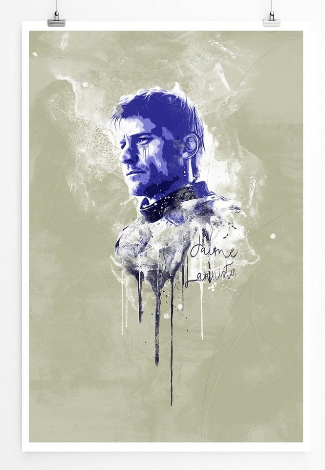 Sinus Art Leinwandbild Jaime Lannister 90x60cm Paul Sinus Art Splash Art Wandbild als Poster ohne Rahmen gerollt von Sinus Art