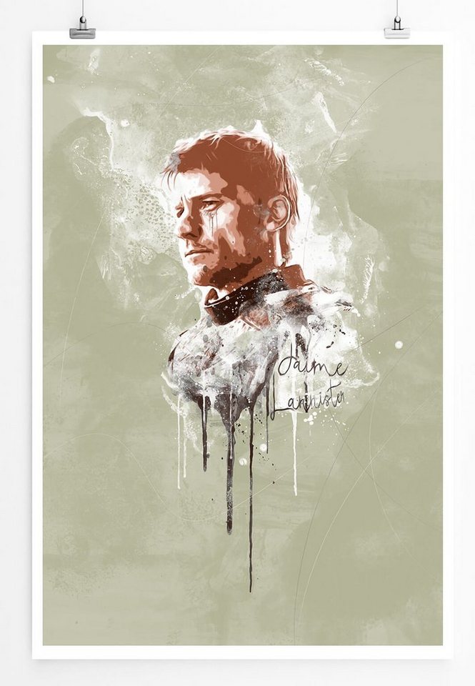 Sinus Art Leinwandbild Jaime Lannister 90x60cm Paul Sinus Art Splash Art Wandbild als Poster ohne Rahmen gerollt von Sinus Art