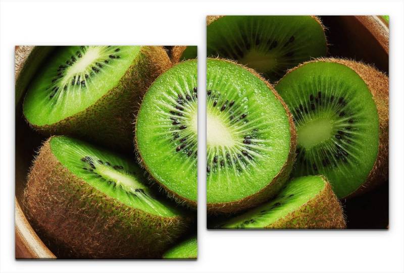 Sinus Art Leinwandbild Kiwis in einer Holz Schüssel Wandbild in verschiedenen Größen von Sinus Art