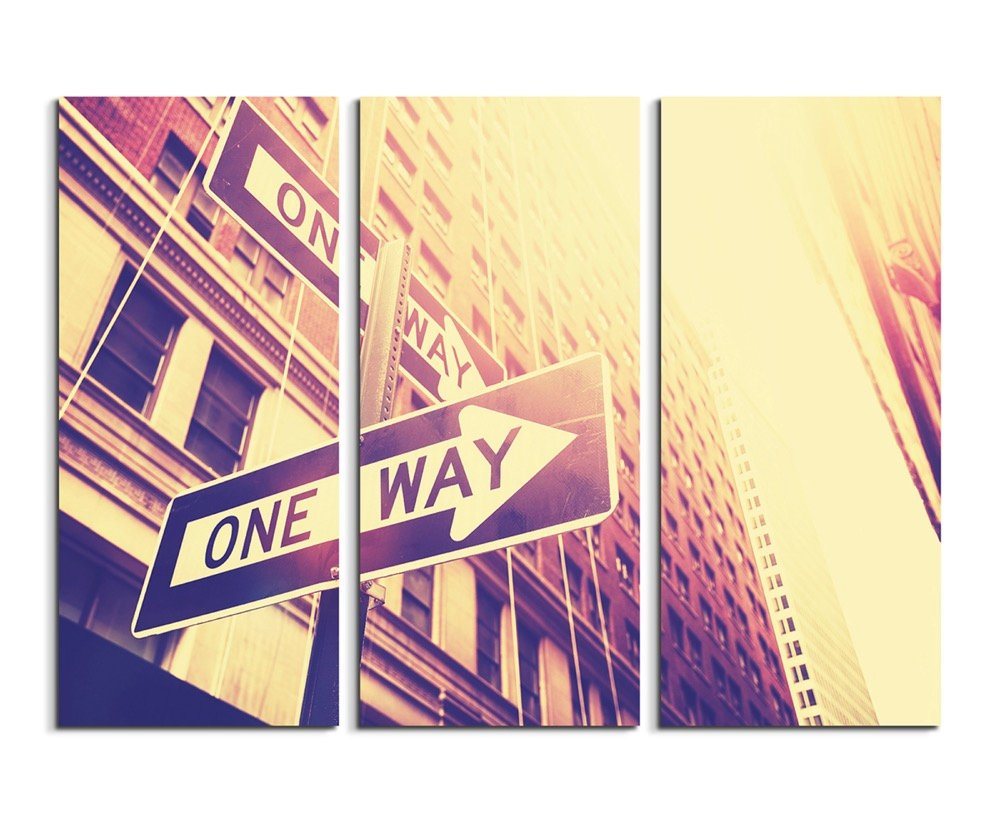 Sinus Art Leinwandbild Künstlerische Fotografie – One Way Schild, NYC, USA auf Leinwand von Sinus Art
