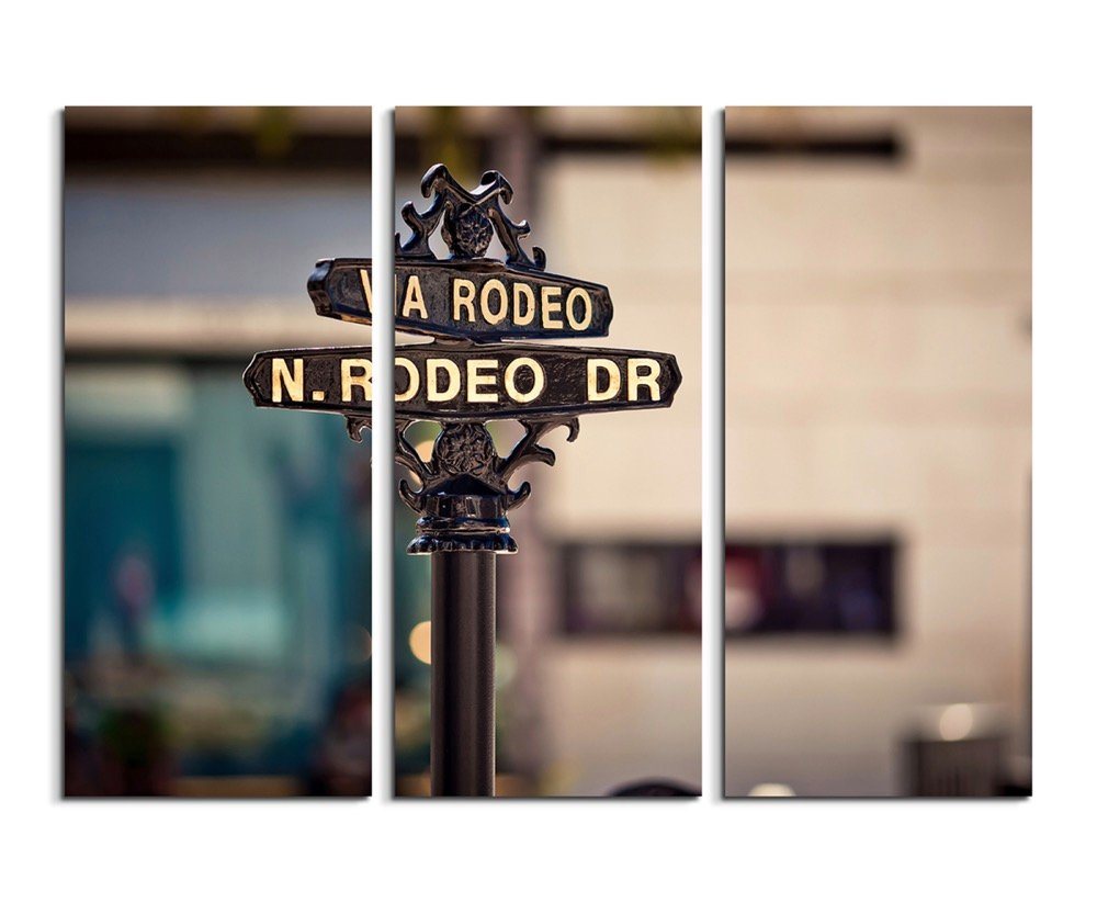 Sinus Art Leinwandbild Künstlerische Fotografie – Rodeo Drive Schild auf Leinwand von Sinus Art