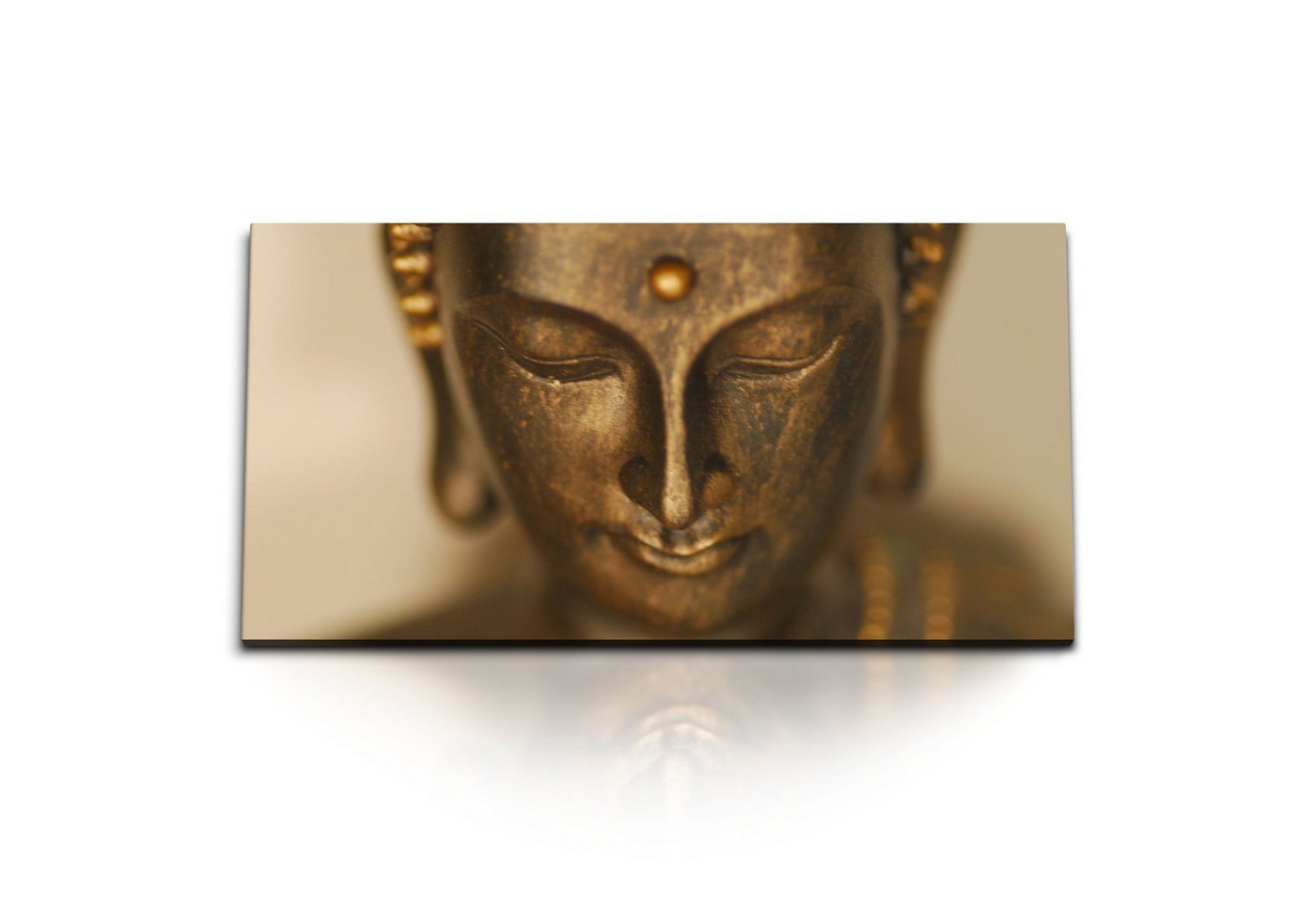 Sinus Art Leinwandbild Kunstdruck Bilder 120x60cm Buddhastatue Buddha Buddhismus Bronzekopf M, (1 St) von Sinus Art