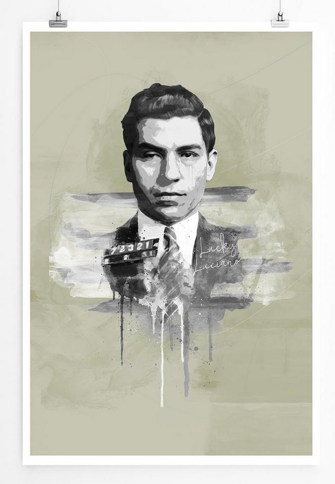 Sinus Art Leinwandbild Lucky Luciano 90x60cm Paul Sinus Art Splash Art Wandbild als Poster ohne Rahmen gerollt von Sinus Art