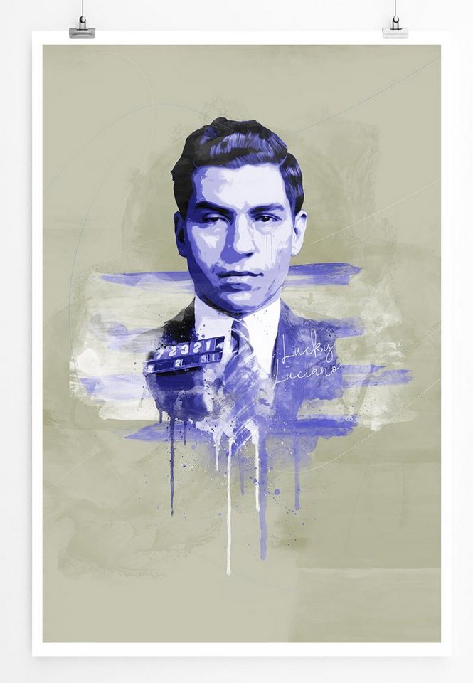 Sinus Art Leinwandbild Lucky Luciano 90x60cm Paul Sinus Art Splash Art Wandbild als Poster ohne Rahmen gerollt von Sinus Art