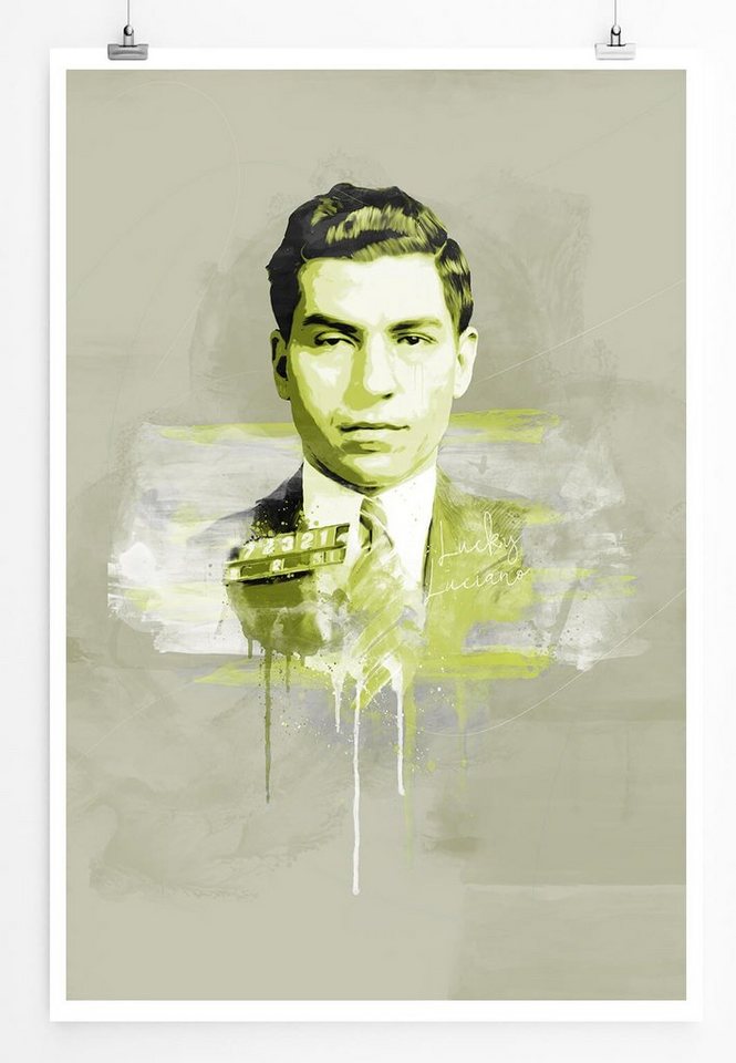 Sinus Art Leinwandbild Lucky Luciano 90x60cm Paul Sinus Art Splash Art Wandbild als Poster ohne Rahmen gerollt von Sinus Art