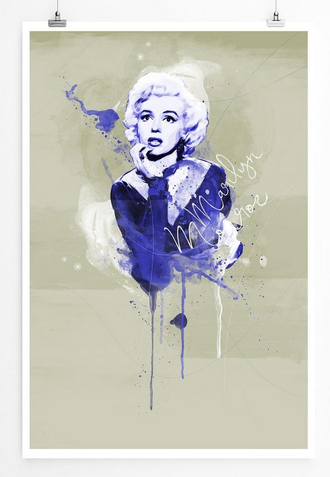 Sinus Art Leinwandbild Marilyn Monroe 90x60cm Paul Sinus Art Splash Art Wandbild als Poster ohne Rahmen gerollt von Sinus Art