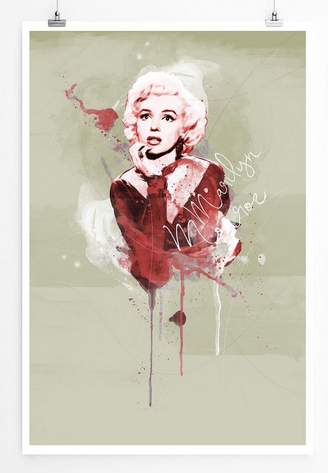 Sinus Art Leinwandbild Marilyn Monroe 90x60cm Paul Sinus Art Splash Art Wandbild als Poster ohne Rahmen gerollt von Sinus Art