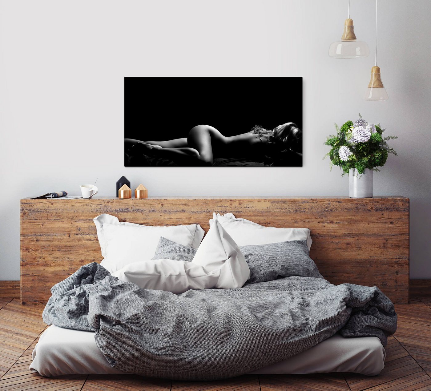 Sinus Art Leinwandbild Nackte Frau im Bett Wandbild in verschiedenen Größen von Sinus Art