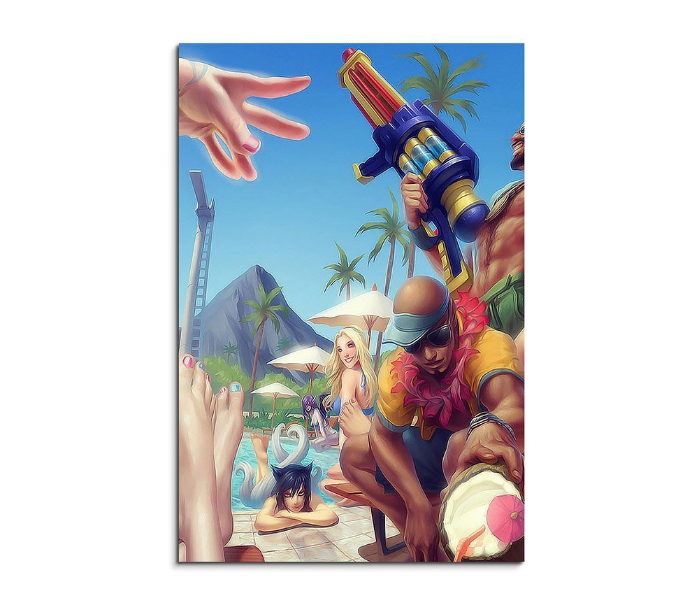 Sinus Art Leinwandbild Pool Party League of Legends 90x60cm von Sinus Art