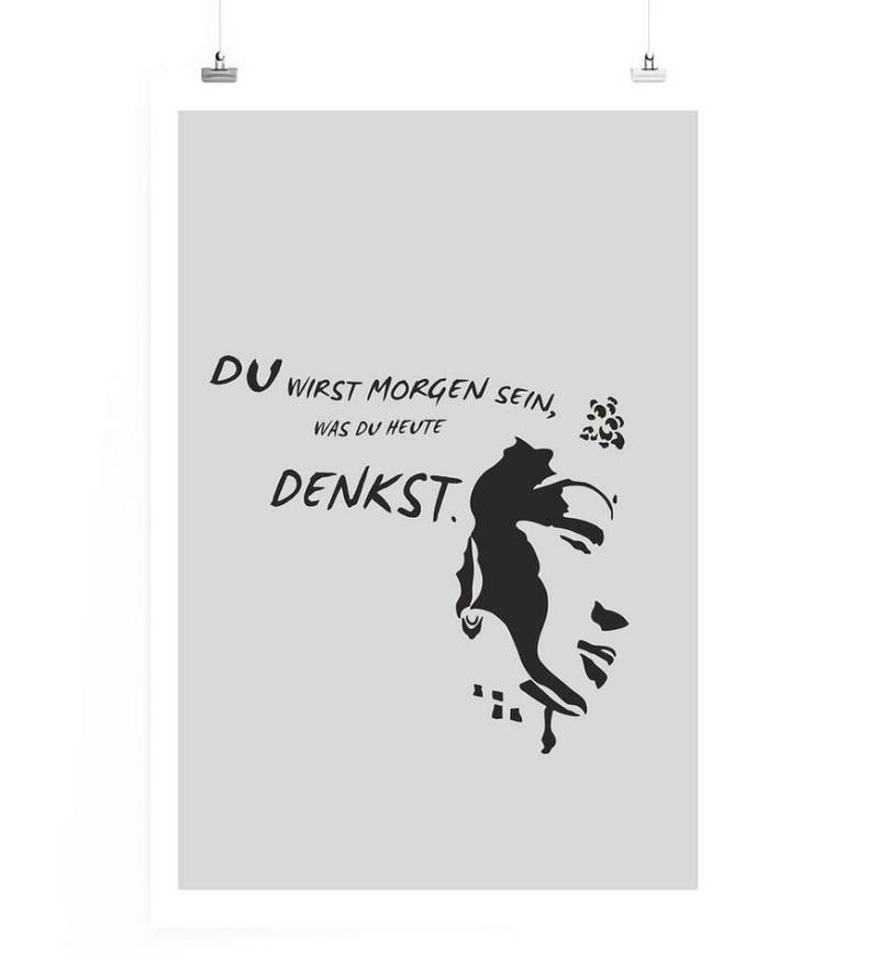 Sinus Art Leinwandbild Poster in 60x90cm - Du wirst morgen sein, was du heute denkst. von Sinus Art