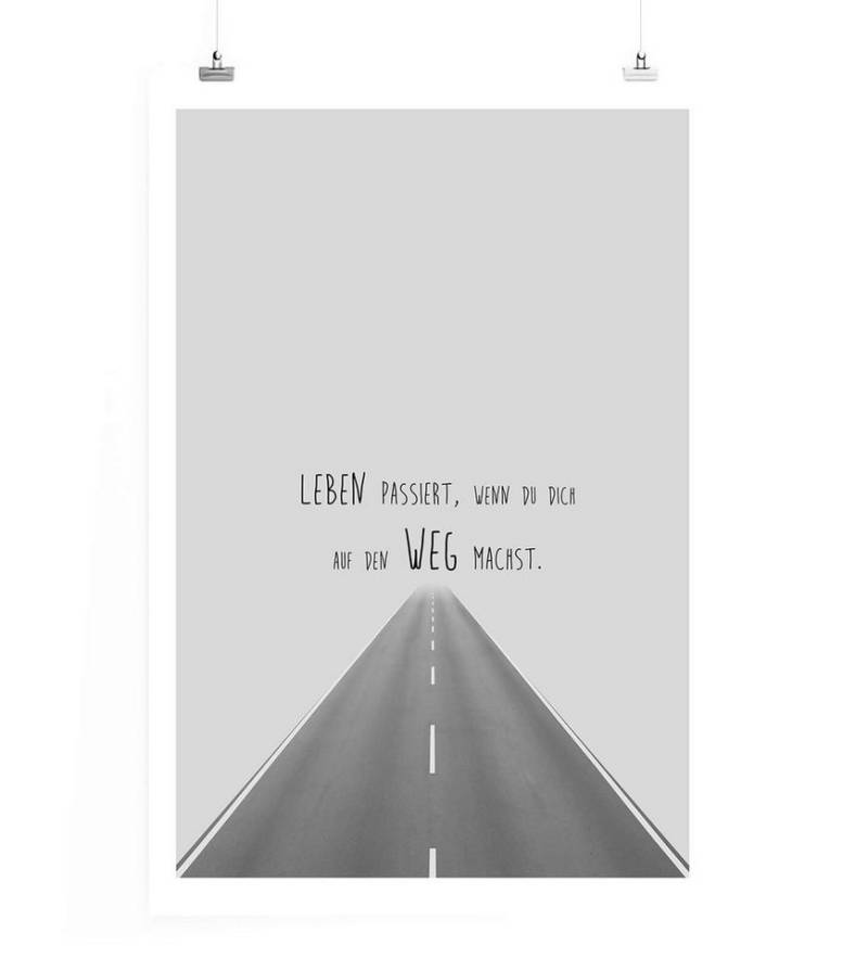 Sinus Art Leinwandbild Poster in 60x90cm - Leben passiert, wenn du dich auf de Weg machst. von Sinus Art