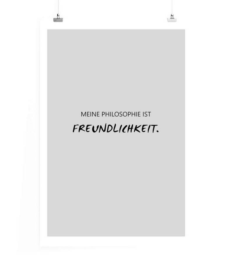 Sinus Art Leinwandbild Poster in 60x90cm - Meine Philosophie ist Freundlichkeit. von Sinus Art