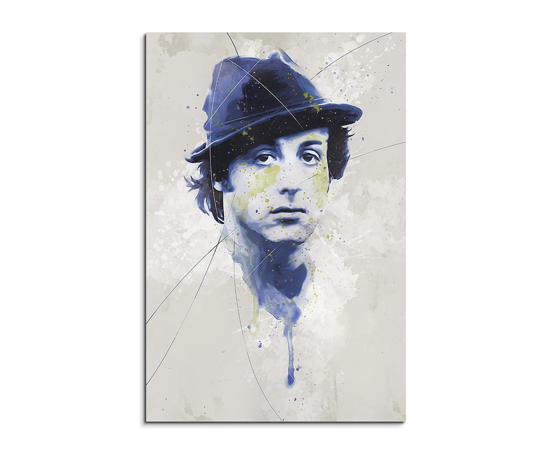 Sinus Art Leinwandbild Rocky Sylvester-Stallone Aqua 90x60 cm Aquarell Kunstbild von Sinus Art