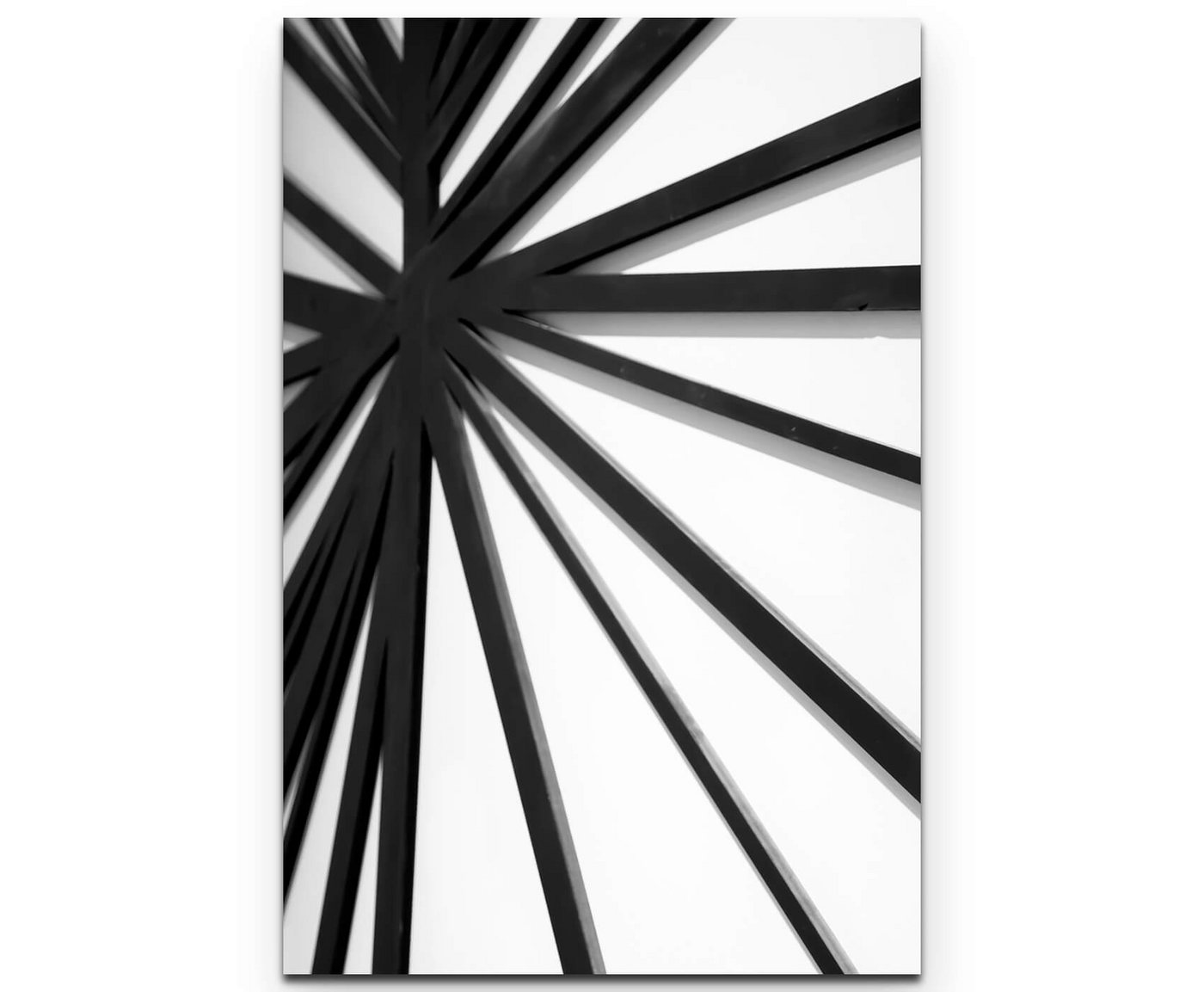 Sinus Art Leinwandbild Schwarze und weiße Linien auf weißer Wand - Leinwandbild von Sinus Art